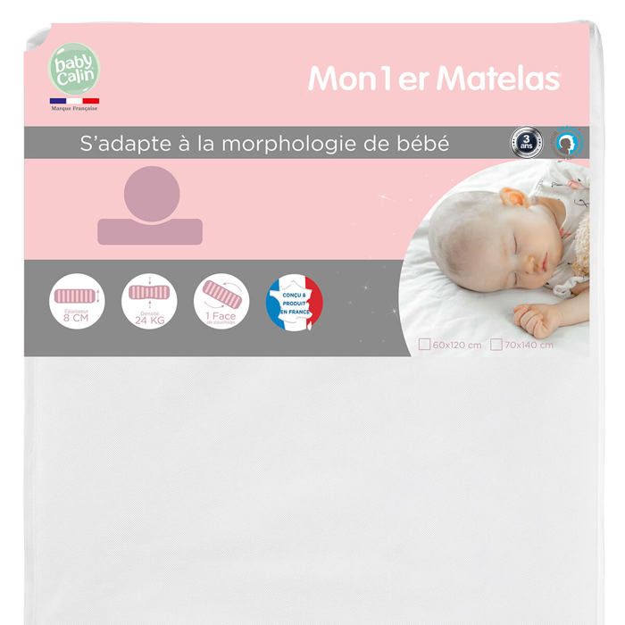 BABYCALIN Matelas lit Confort 30KG/M3 70x140cm