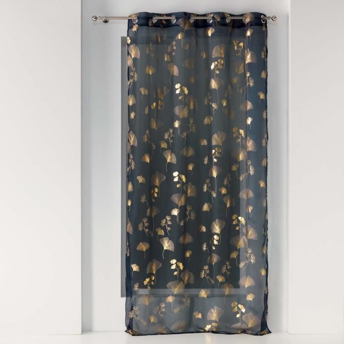 Voilage a oeillets 140 x 240 cm voile Bloomy Marine/or