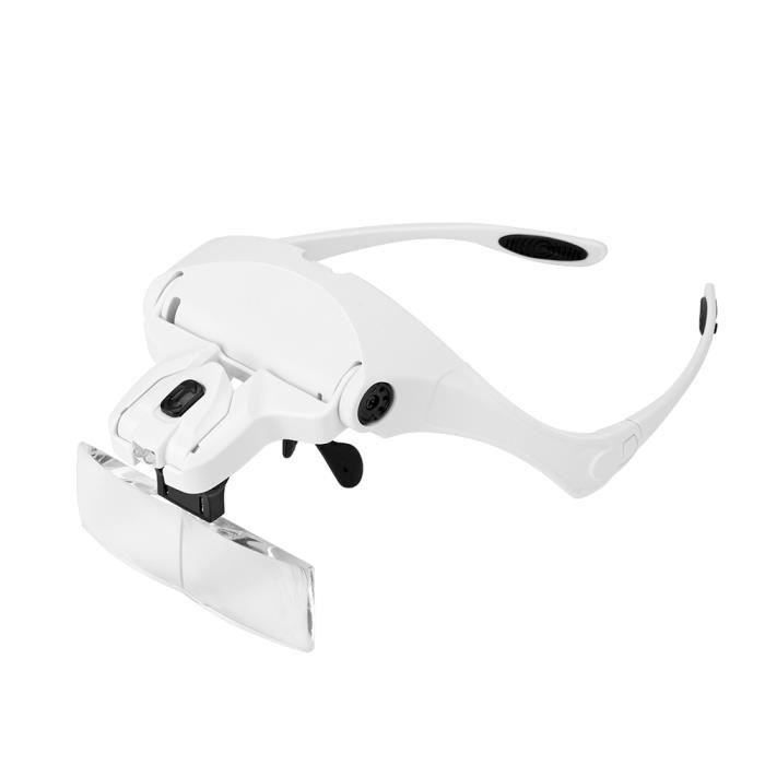 FORNORM 1.0X1.5X2.0X2.5X3.5X5 Lentille Réglable Loupe Bandeau Loupe Loupe avec LED pour les Collections, Circuits, Bijoux