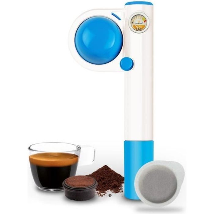 Handpresso Pump Pop bleue machine à café de voyage portable et manuelle 16 bars pour dosette expresso E.S.E. ou café moulu