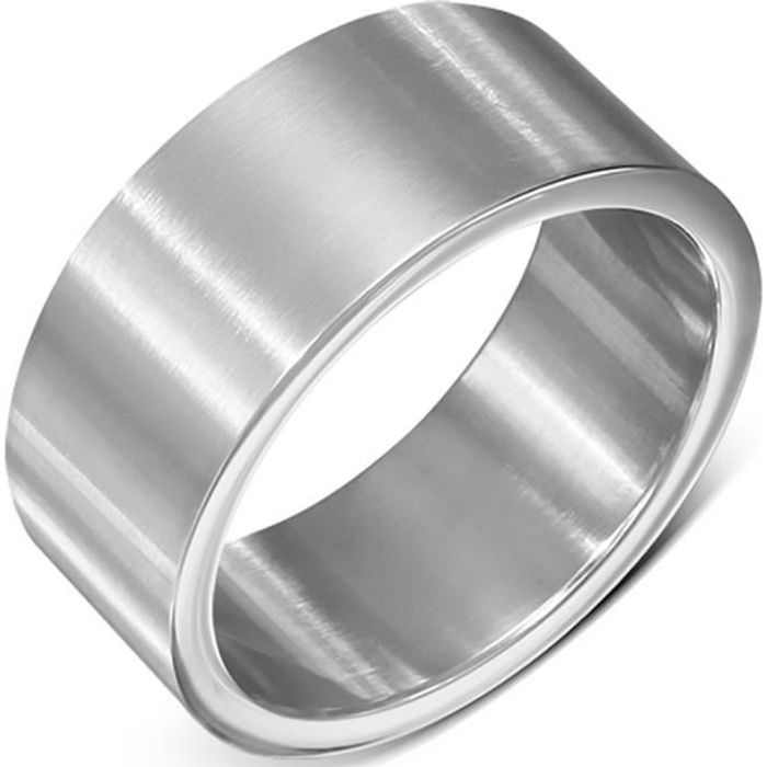 Zense - Bague homme large en acier inoxydable argenté mate ZR0103