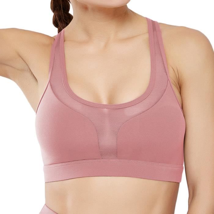 Brassière Soutien-Gorge sans Armature Sexy Respirant pour l'entraînement Physique Yoga Pink M