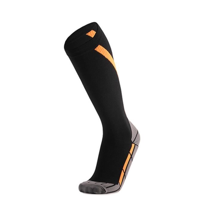Chaussettes de Compression À Tube Haut Antidérapantes,Chaussettes Pour Hommes et Femmes Multifonctionnelles,Orange,Hommes