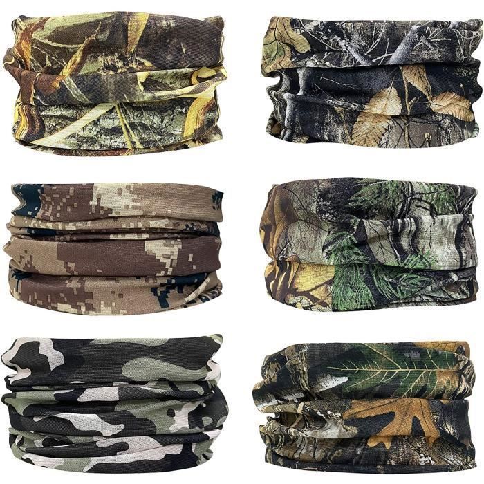 Tour de Cou Bandeau Multifonction Cache-Cou/Foulard, Lot de 6, Foulards de Randonnée Unisexe Anti Pollution Elastique Tube Echarpe