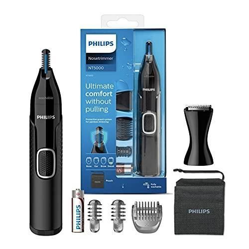 Philips NT5650/16 Série 5000 Tondeuse pour poils de nez, oreilles et sourcils avec accessoire de coupe détaillée, imperméable
