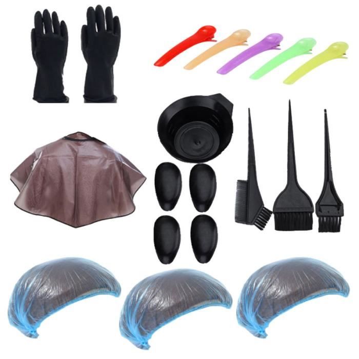 21pcs en 1 ensemble de kits de coloration des cheveux outils légers de teinte de pour salon de coiffure BROSSE MANUELLE - PEIGNE