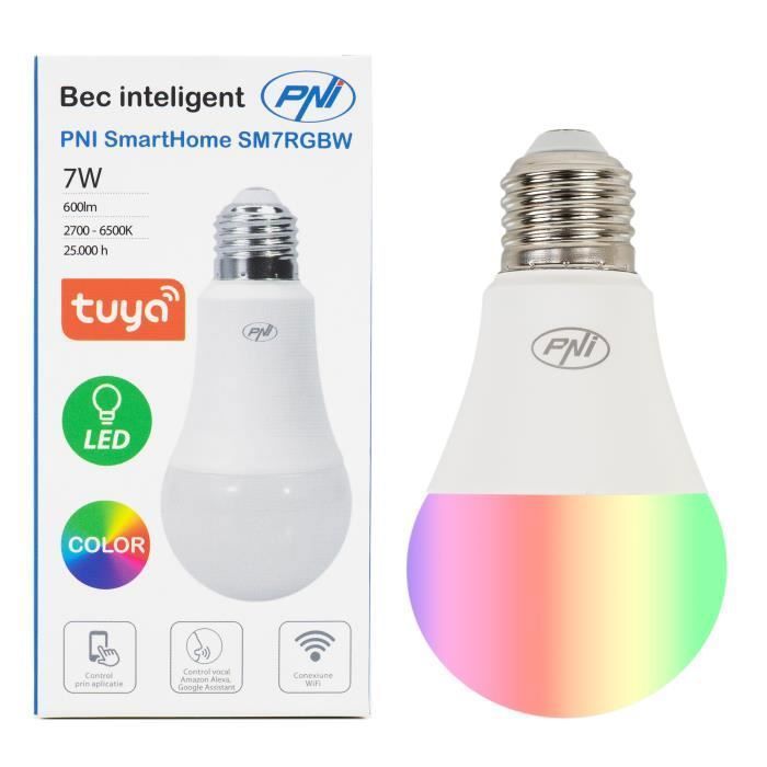 Ampoule intelligente PNI SmartHome SM7RGBW LED 7W lumiere RG