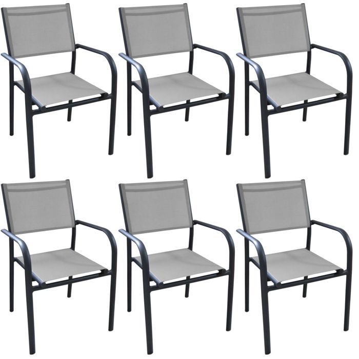 Fauteuil en aluminium Duca (Lot de 6) Graphite et perle Graphite Et Perle