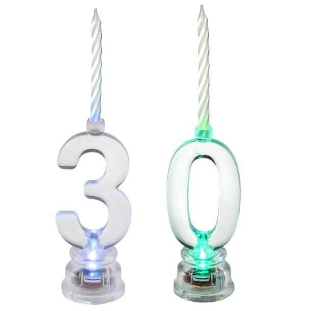 1 Pack décoration de gâteau anniversaire avec bougie LED chiffre 30 REF/5861