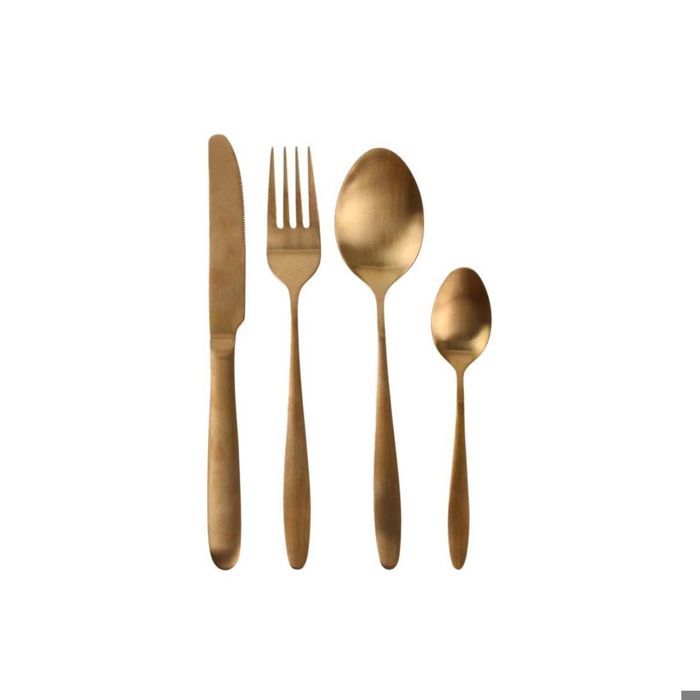 Home Deco Factory KA2863 Ménagère 16 couverts Couteaux Fourchettes Cuillères à soupe Cuillères à café Métal inox Cuivre H24,5x5x16,5