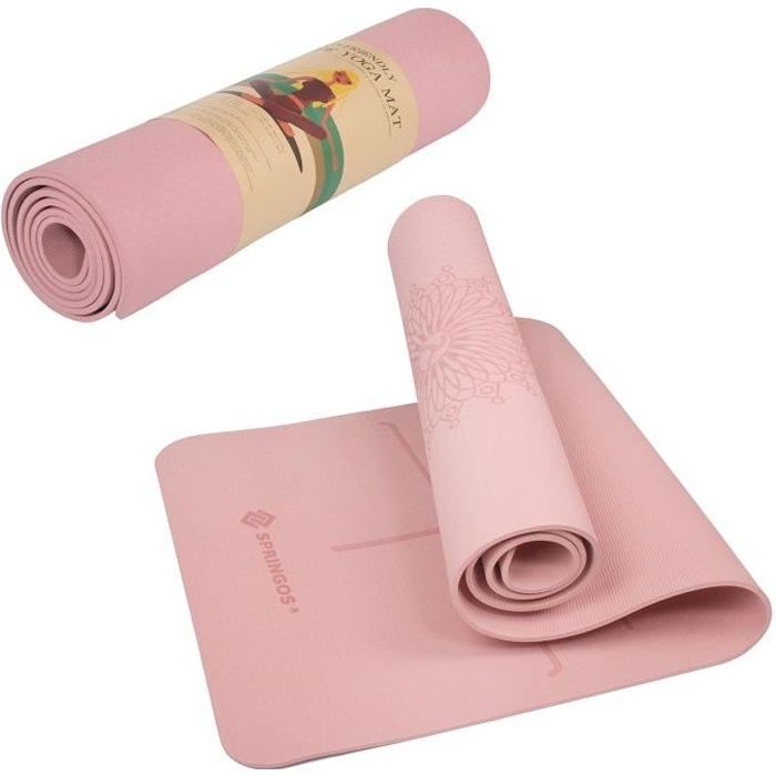 SPRINGOS® Tapis de yoga Tapis de fitness Tapis de gymnastique Tapis de sport Pilates Tapis de sol - Rosse