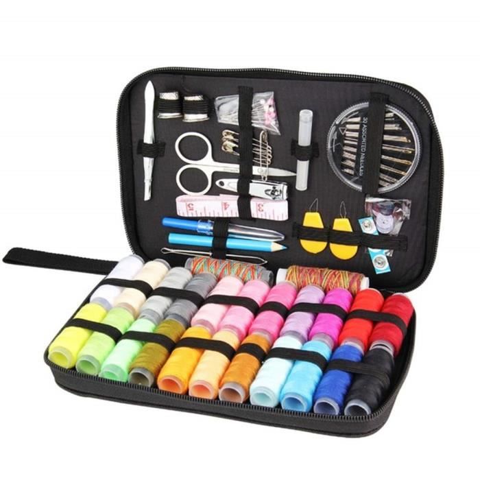 Kit de Couture DIY 97pcs Fournitures Accessoires de Couture de Ménage avec boîte Portable Pour Voyage Maison Débutants Adultes