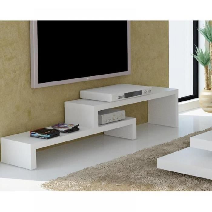 CLIFF 120 meuble TV laque blanc mat design blanc MDF Inside75