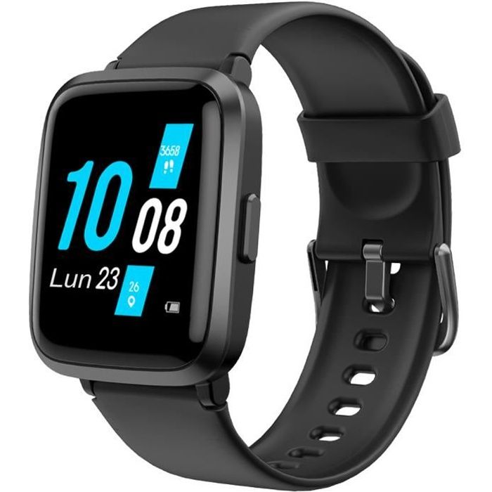 YAMAY Montre Connectée Homme Femmes Tensiomètre Oxymètre Smartwatch Cardiofrequencemetre Montre Sport Etanche Noir pour Android iOS