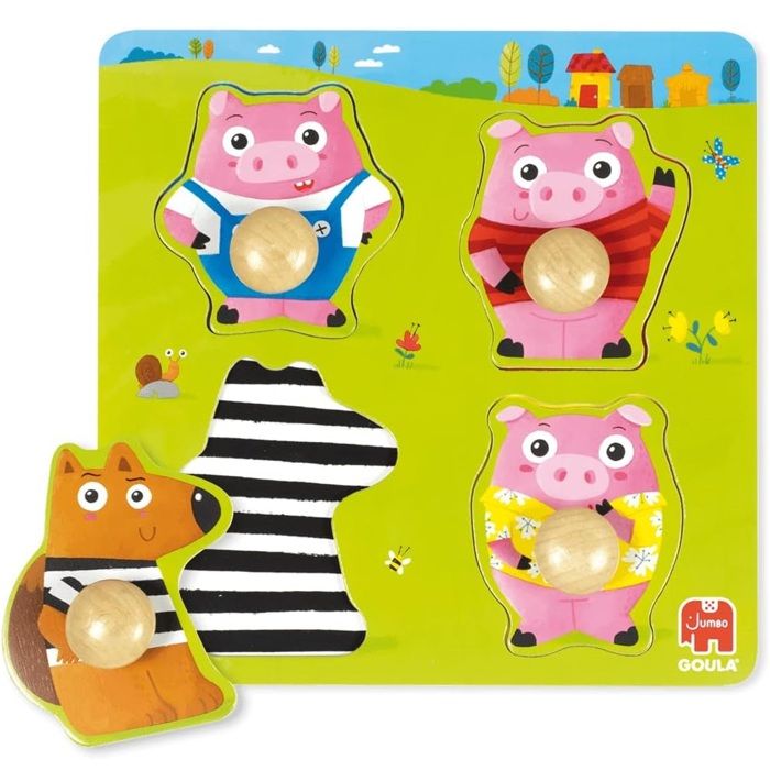 Puzzle en Bois - GOULA - 59452 - 4 Pièces - 22x22 cm - Pour Enfants de 1 à 2 Ans