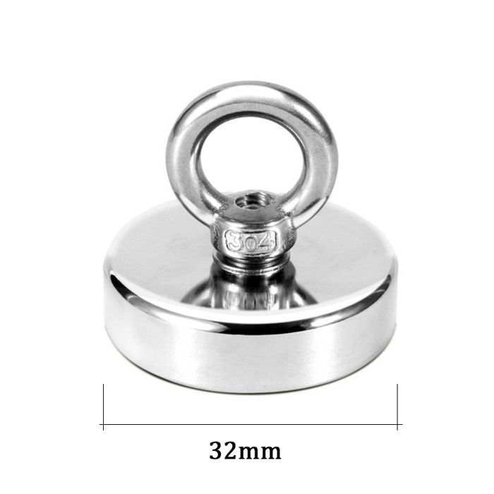 Aimant de pêche en néodyme N52 super magnétique crochet de recherche， D32 Pull Max 32kg