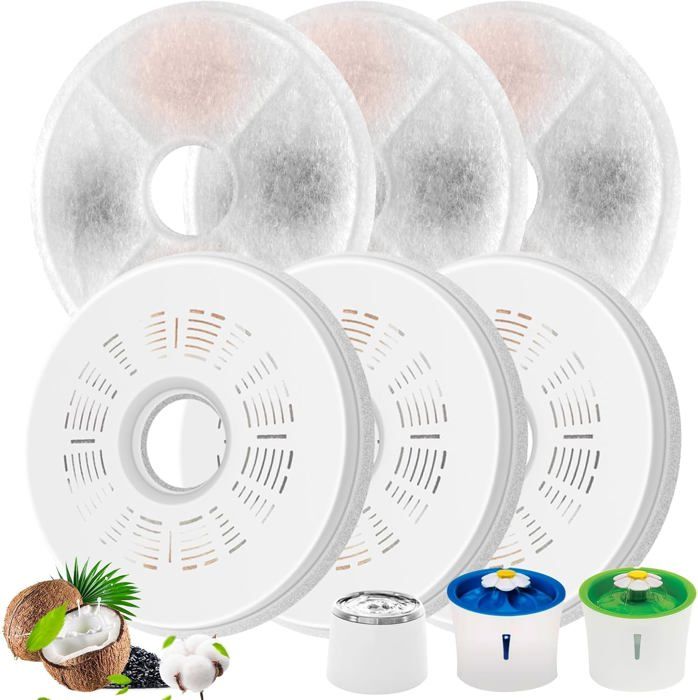 Meilleurs prix pour 6pcs Filtre Fontaine Eau Chat,Filtre Fontaine Chat pour 3L Flower Pet Water Dispenser Fountain,Filtres de Fontaine à Eau