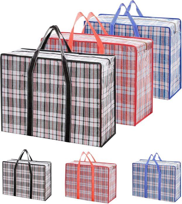 6 Sac de Rangement Extra Large Panier a Linge Grand Sac Cabas Multi-usages à Fermeture ZippéeSac de déménagement vêtements