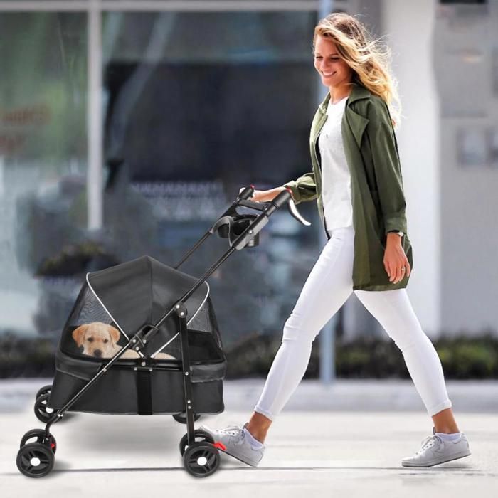 Comparer les prix de JEOBEST Poussette pour Chien Pliable jusquà 15kg - Véhicule Léger Compact pour Transport Sécurité Promenade Voyage