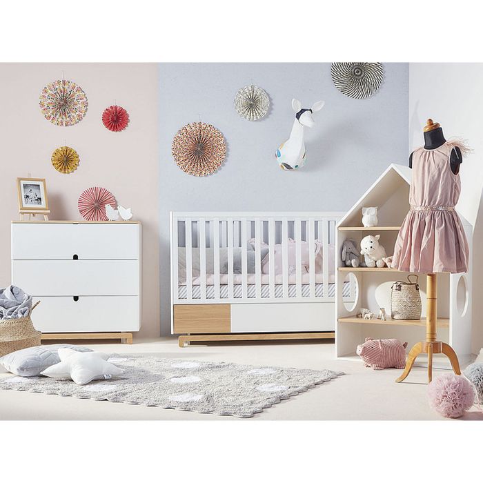 Chambre complète 2 portes Bellamy - 144 x 75 x 96cm - Blanc et bois