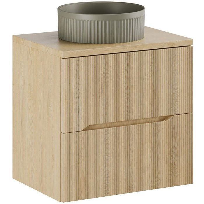 Meuble de salle de bain suspendu sous vasque NORDIC - chêne cremona - 60 cm avec plan et vasque BEYOND