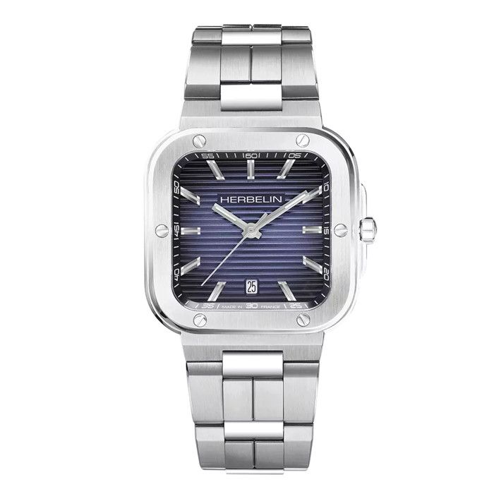 Montre - Herbelin - Cap Camarat - Acier inoxydable - Cuir marron - Cadran bleu dégradé Montre - Herbelin - Cap Camarat - Acier inoxydable - Cuir marron - Cadran bleu dégradé