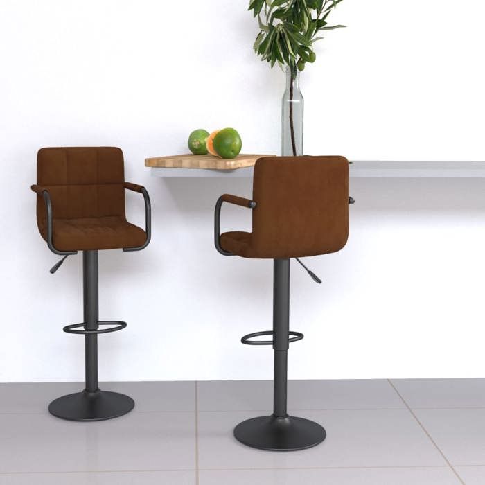 Bonne qualité - Tabourets Ergonomique - BMD - Tabourets de bar - lot de 2 - marron - Velours - 48x47x(90-111) cm DECO M9022571