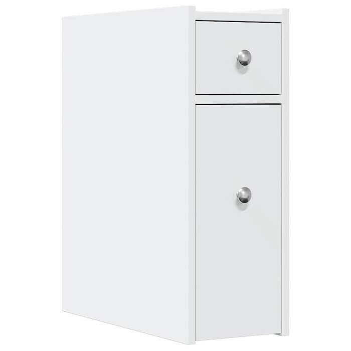 693733& Armoire de salle de bain étroite avec roulettes - Chariot De Rangement blanc
