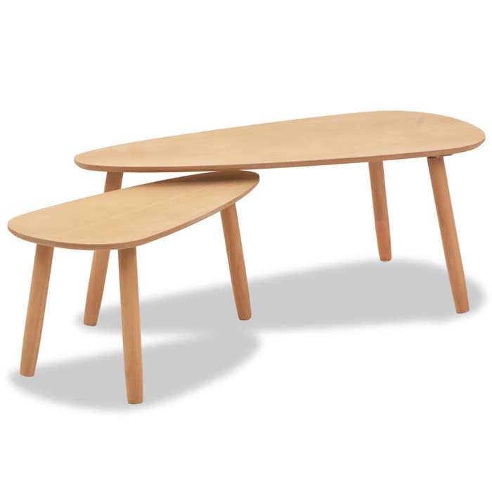 Table de salon Bois - Armoire basse Ensemble de tables basses 2 pcs Bois de pin massif Marron@EU75886738