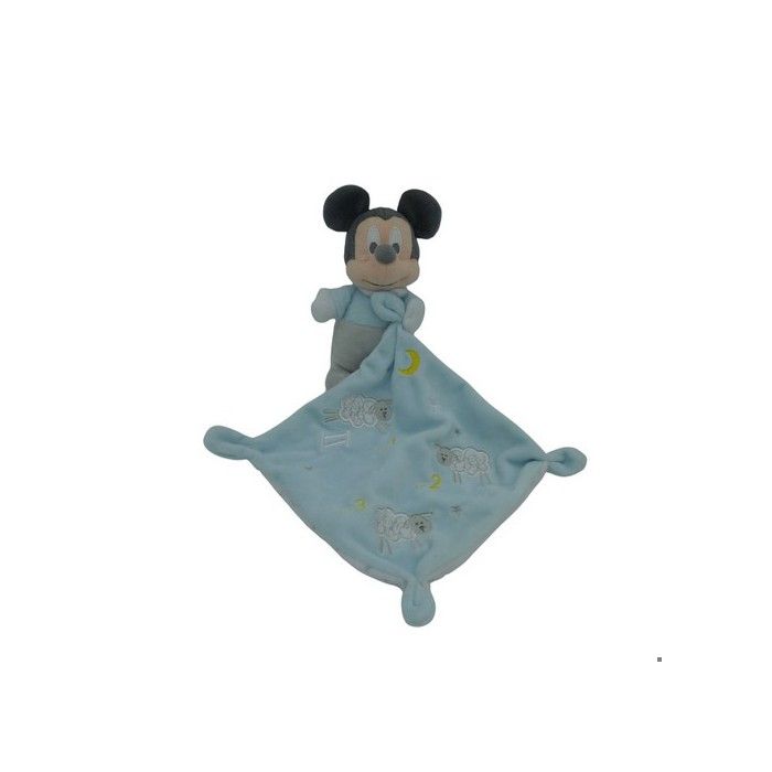 Peluche Mickey Disney gris bleu avec mouchoir