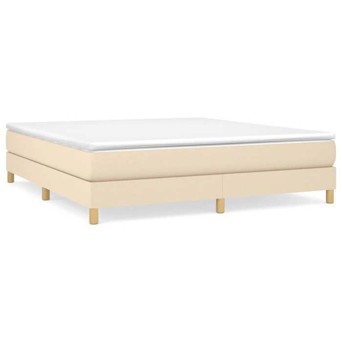 Cadre de lit à ressorts - JILL - 180x200 cm - Crème - Tissu polyester - Lattes de contreplaqué - Pieds robustes
