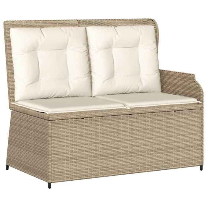 Banc de jardin inclinable - BURKE - Poly rotin - Beige - 108 cm largeur dassise - Dossier ajustable
