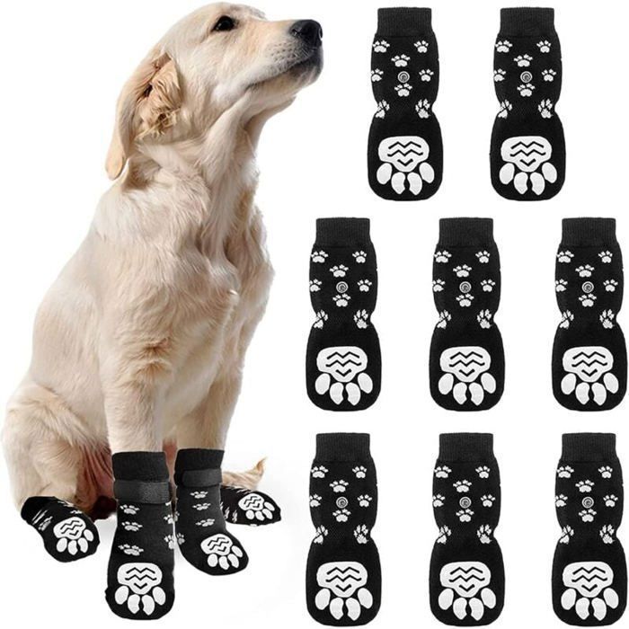Chaussettes antidérapantes pour chien - ULISEM - Lot de 8 - Protection des pattes - Confortables - Respirant - Taille L