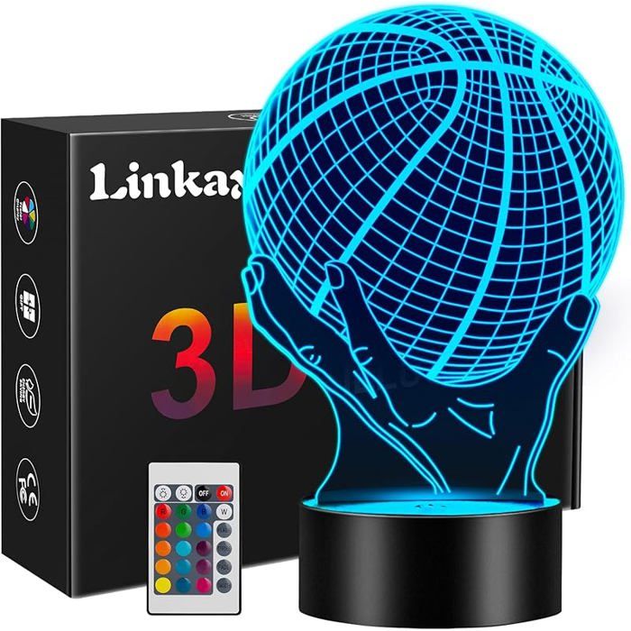 Cadeau Basketball Veilleuse Enfant 3D Lampe Optique Illusion Decoration Chambre 16 Couleurs Changeante VEILLEUSE HORS PUERICULTURE