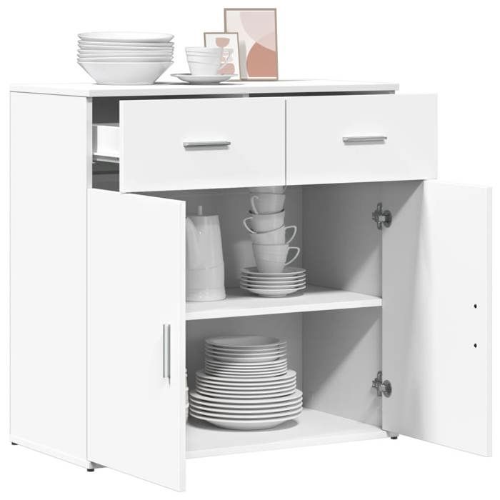 Enfilade de rangement Blanc - LEMON® Buffet bas Blanc - 79x38x80cm - Bois d’ingénierie 227 - Soldes