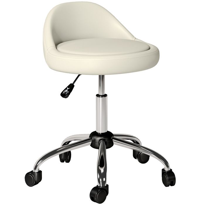 HOMCOM - Tabouret à roulettes - Revêtement synthétique - 50x50x83cm - blanc