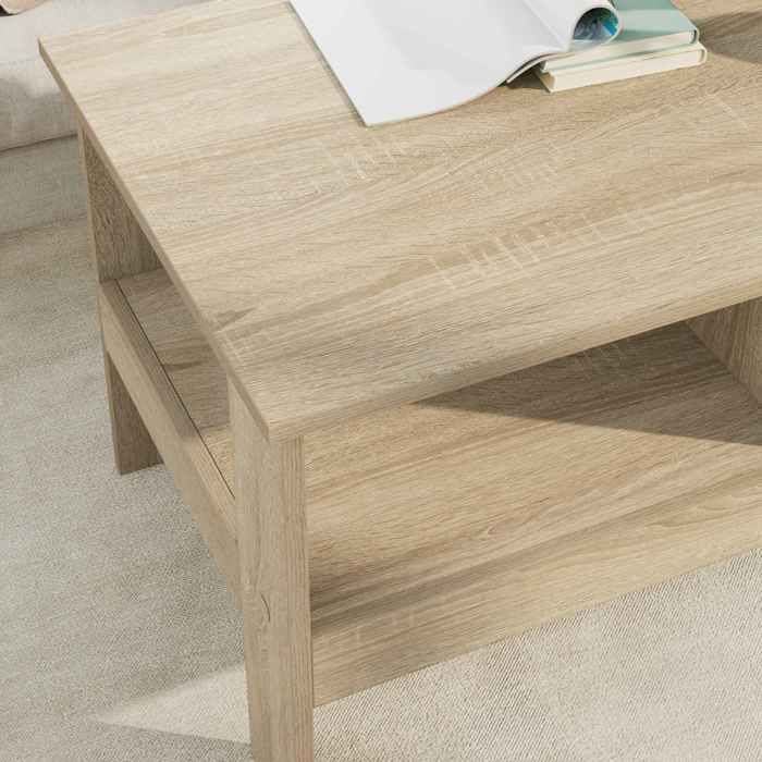HOT SALE*Table basse élégante - Support 20 kg - SHELD - Table à café - Chêne Sonoma 90x50x45cm Bois dingénierie M2535773
