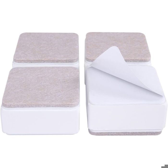 Rehausseurs de meubles - Lot de 4 pièces - Acier carbone - Hauteur 3 cm - Supporte 50 kg par jambe - Blanc carré