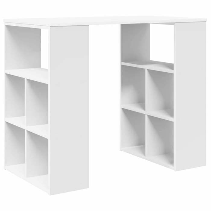 Blanc Table de travail - Bureau 1 place - avec étagère Blanc 90x50x75 cm Bois dingénierie m8023