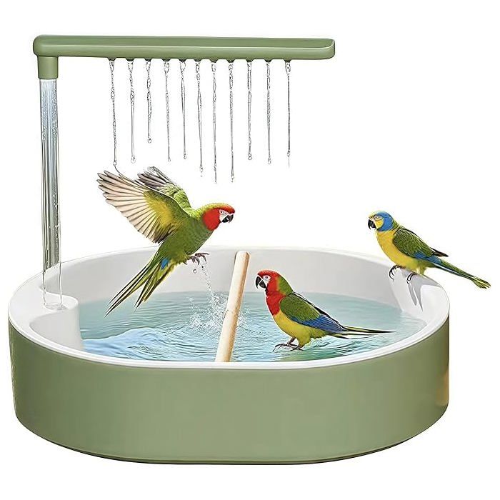 Baignoire pour oiseaux douche automatique pour perroquets psittes conures pinsons et inséparables.