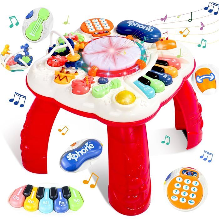 Jouet Bebe 1 an - Table dactivité Bébé Jouet Enfant 1 2 Ans Fille Garcon Instrument de Musique Bébé avec Lumières et Musique Table