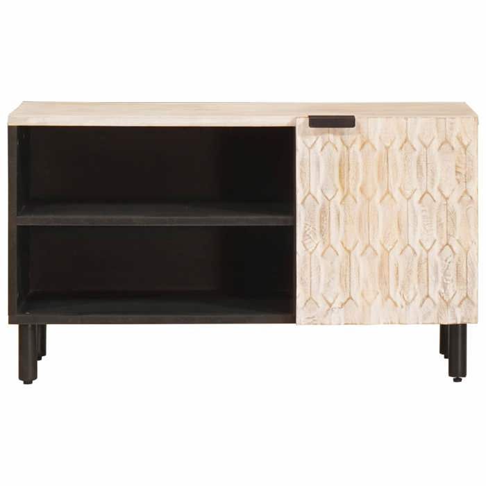 Meuble TV - vidaXL - finition lavage blanc - 1 porte - 80 x 33 x 46 cm 676abd98h