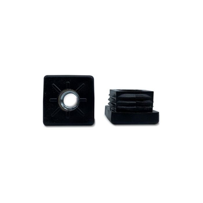 Bouchon fileté carré M8 noir 30x30mm pour tube aluminium – fixation pied réglable mobilier & portail