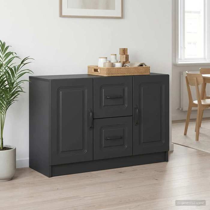 Buffet bas(1 pc）moderne - Placard Commode - pour salon - avec tiroir Noir 89 x 345 x 57 cm Bois dingénierie_26zbp86u