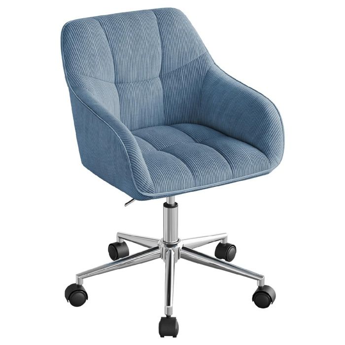WOLTU Chaise de Bureau en Velours côtelé Fauteuil Coiffeuse Pivotante Réglable pour Maquillage studio et chambre Bleu WOLTU Chaise de Bureau en Velours côtelé Fauteuil Coiffeuse Pivotante Réglable pour Maquillage studio et chambre Bleu