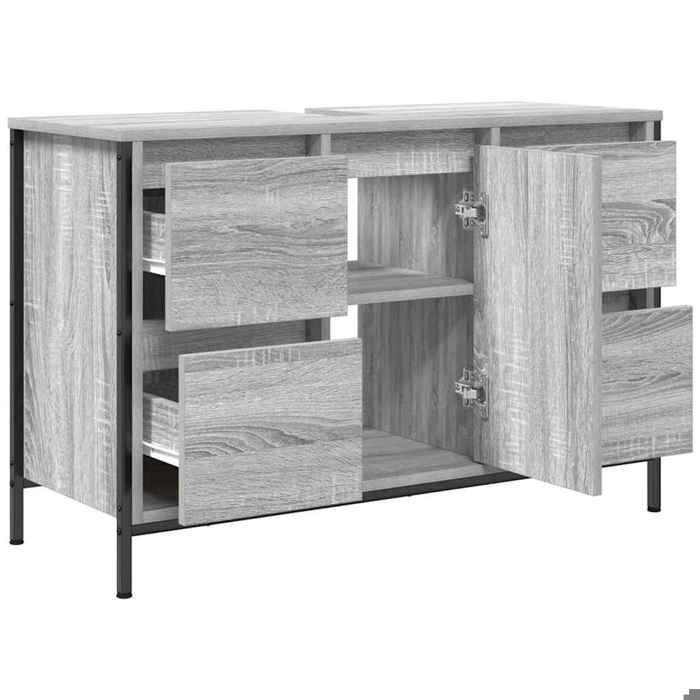 Meuble sous-vasque avec tiroirs sonoma gris 90x345x60cm_2 ans garantie_64566