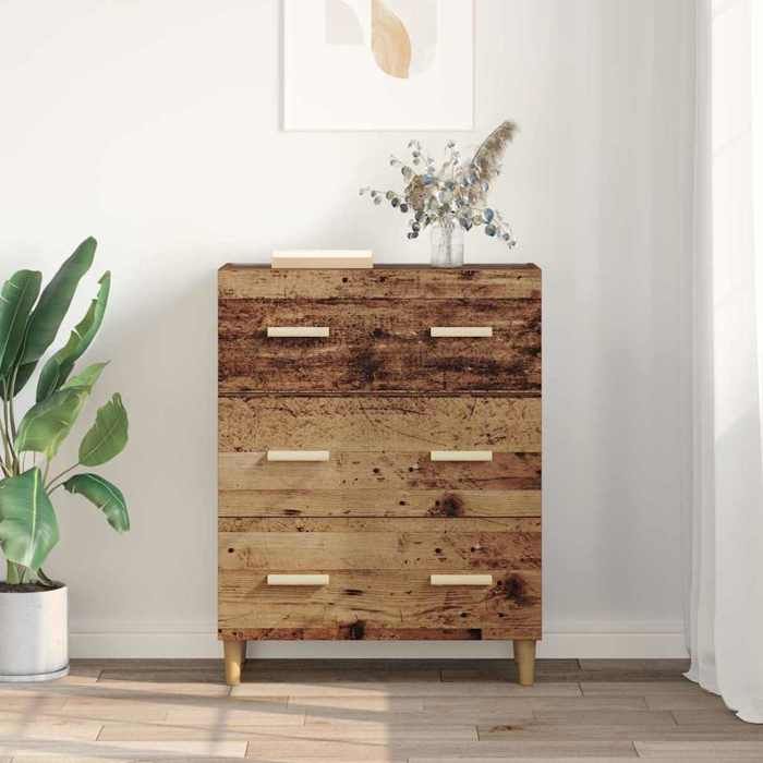 Marron Commode Salon CHIC Buffet bas/Cabinet 1 PC Bois ancien 695x34x90 cm Bois dingénierie N15656