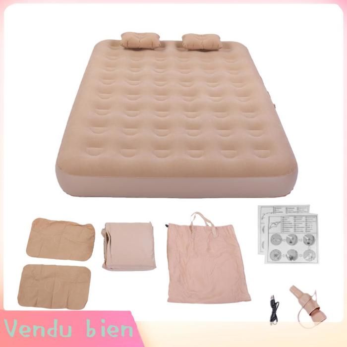 Matelas Gonflable Auto-gonflant 1 Place avec Pompe Intégrée - Lit Floqué Doux Confortable Portable pour Camping Voyage