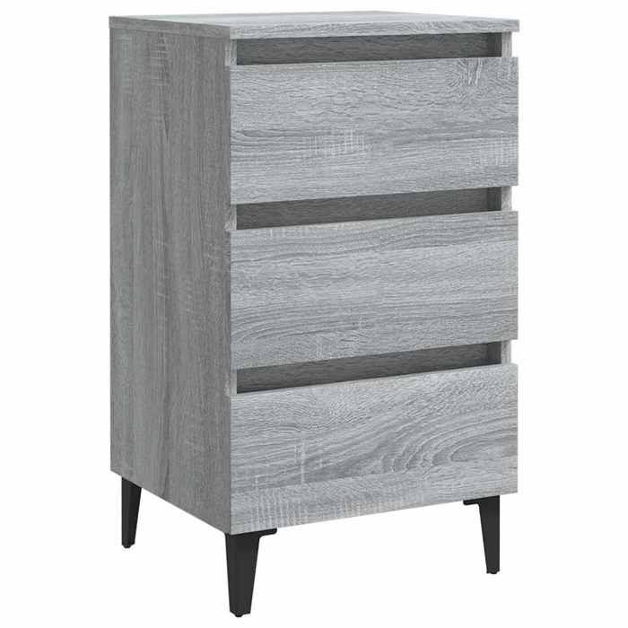 Chic Table de chevet avec pieds en métal Sonoma gris 40x35x69 cm - Armoire de chambre &1_15623