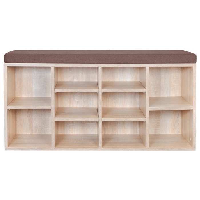 NEW Brun MEUBLE SIEGE - vidaXL - Banc de rangement à chaussures 10 compartiments Couleur chêne - Banc coffre - Pour maison（1parcel）5